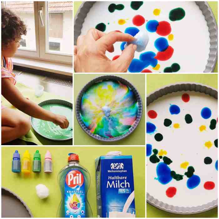 Milk food coloring soap