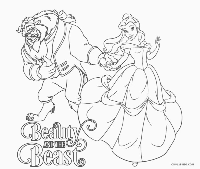 Beauty and beast coloring pages