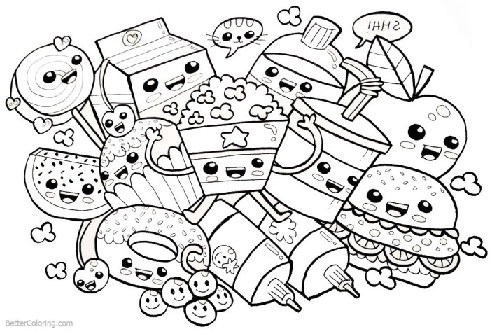 Kawaii food coloring pages