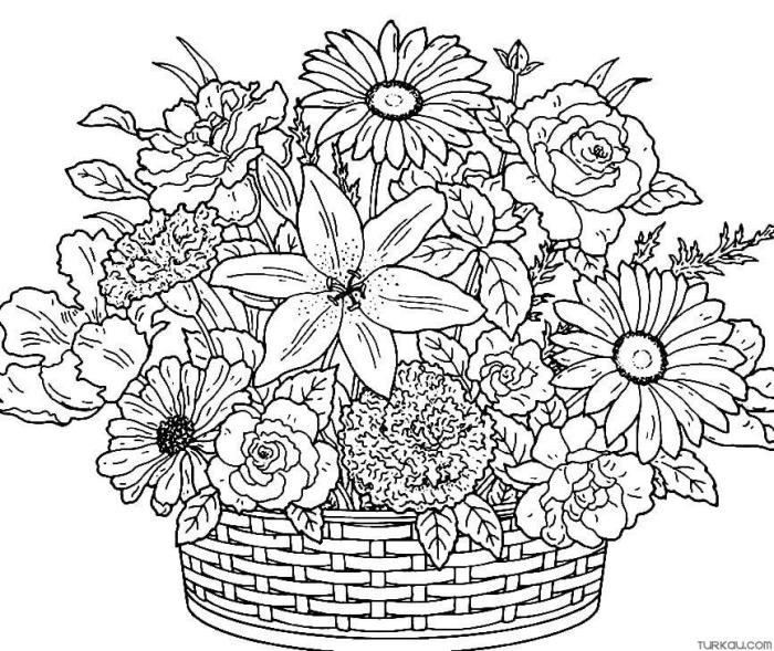 Cute flower coloring pages