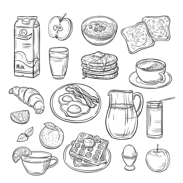 Coloring page of food