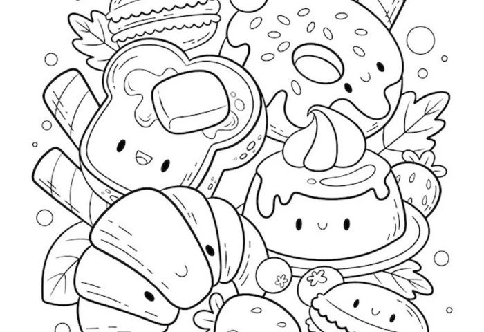 Kawaii food coloring pages