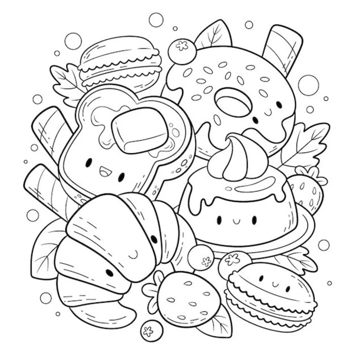 Kawaii food coloring pages