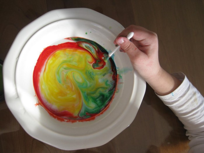 Milk food coloring experiment