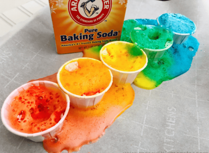 Baking soda vinegar food coloring experiment