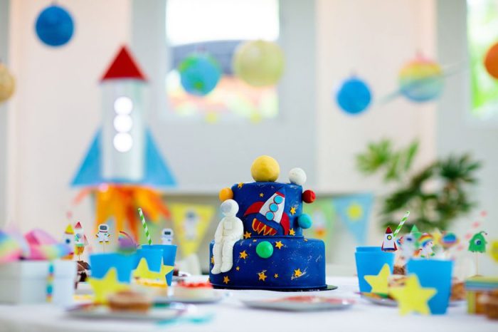 Space theme birthday decoration at home