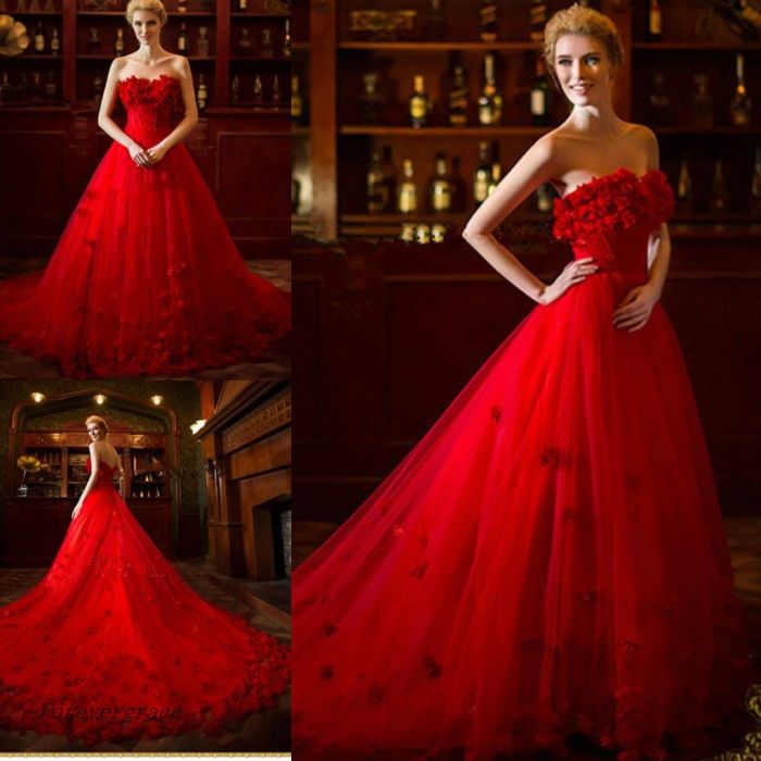 Long red dress for wedding