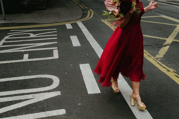 Red dress wedding outfit