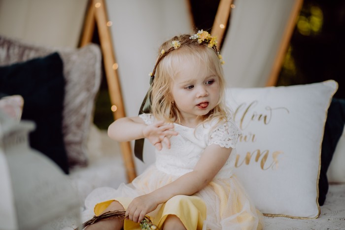 Lemon yellow wedding guest dress