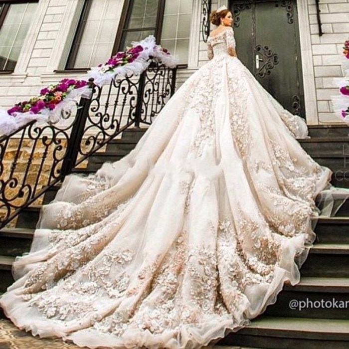 Long back short front wedding dress