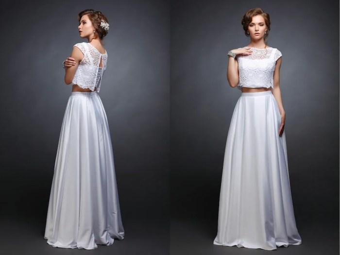 Two piece crop top wedding dress