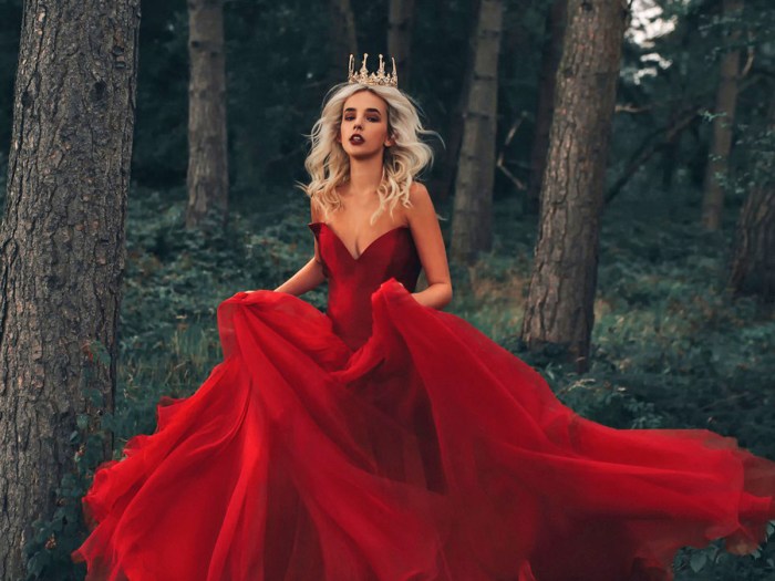 Red long dress wedding guest