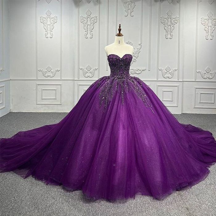 Purple and turquoise wedding dress